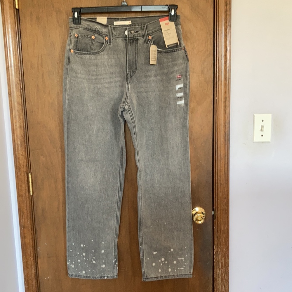 Levi’s low pro gray midrise straight leg jean splatter detail cotton size 30 - Picture 10 of 17
